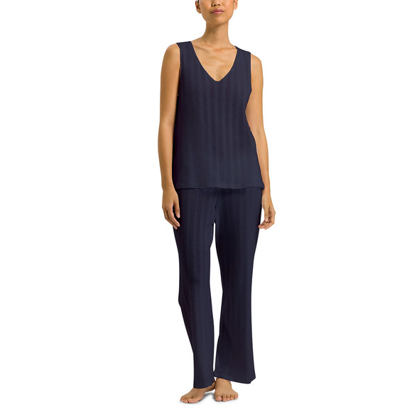 Hanro Women Simone Tank Cropped Pajama Set Deep Navy Size XL